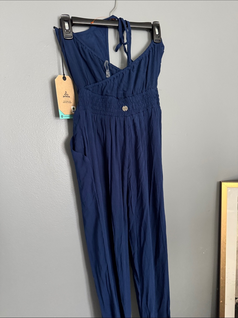 Prana Navy Strapless Smocked Jumpsuit - Picture 10 of 10